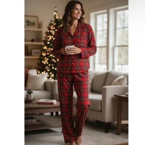 Victoria's Secret Red Plaid Flannel Pajama Set